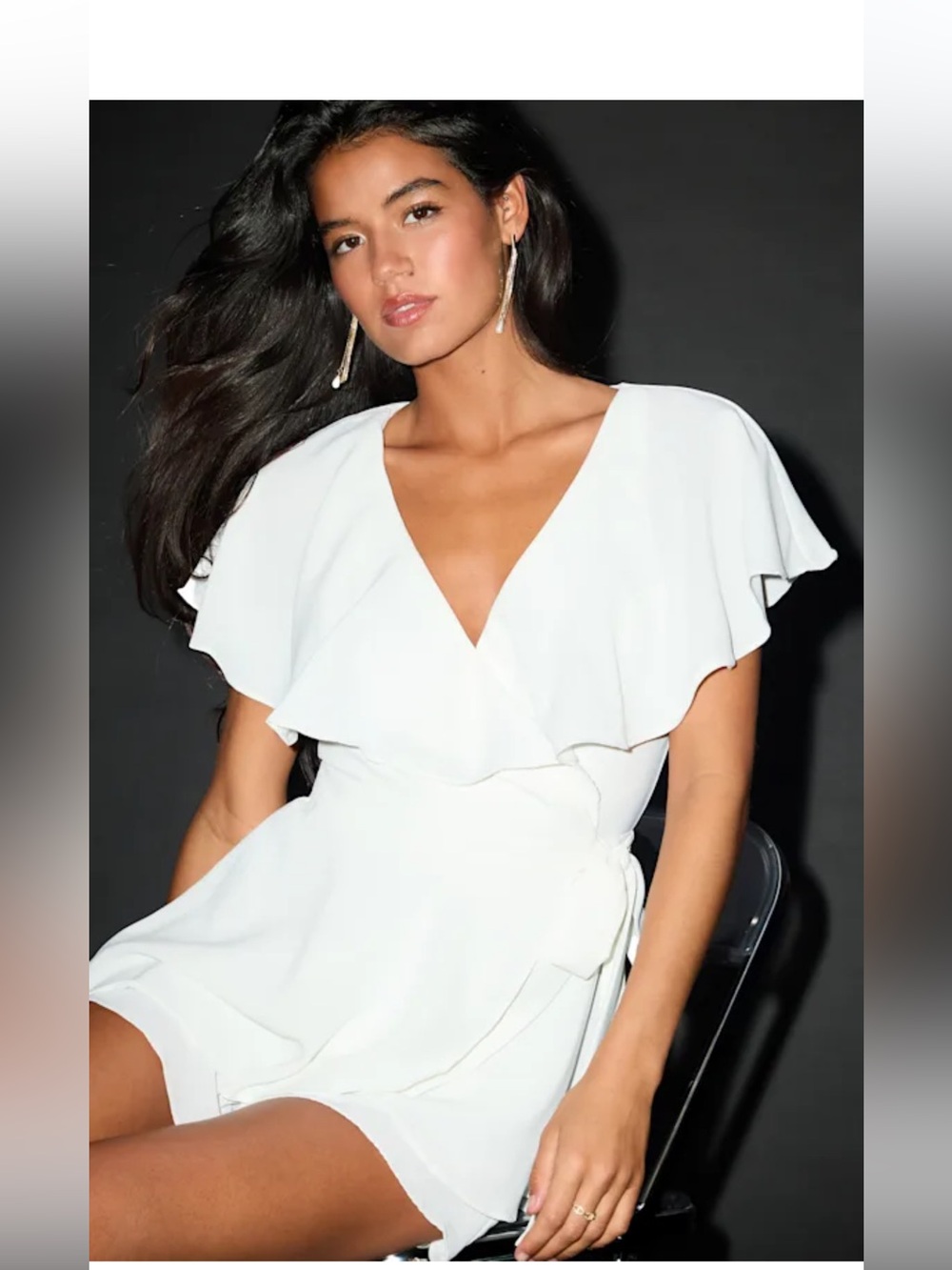 Lulu's White Ruffle Wrap Romper - Picture 5 of 12